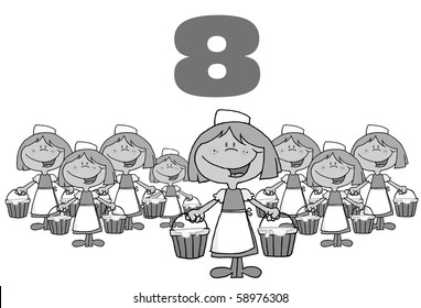 Black And White Number Eight Over Eight Maids A Milking