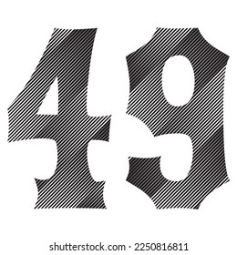 Black And White Number Forty Nine Vector Illustration. Number 49 Isolated On A White Background