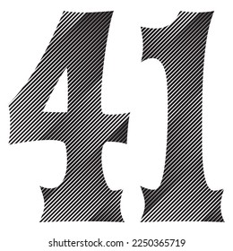 Black And White Number Forty One Vector Illustration. Number 41 Isolated On A White Background