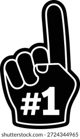 Schwarz-weiß Nr. 1 Schaumfinger Symbol für Sieg und Lüfterunterstützung
