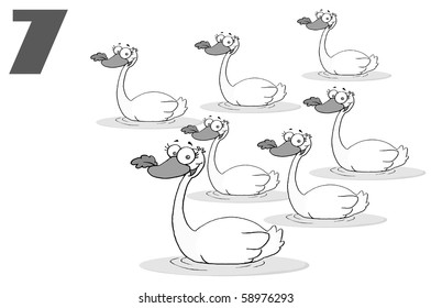 Black And White Number Seven By Swimming Swans