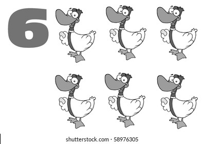 Black And White Number Six By Geese Laying Eggs