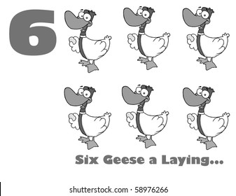 Black And White Number Six With Text By Geese Laying Eggs