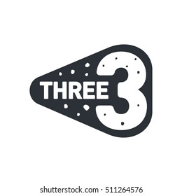 Black and white number three logo template, vector illustrations isolated on white background. Graphic logo with logo with three dimensional number three