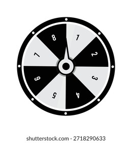 Ícone de roda giratória numerada em preto-e-branco