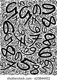 black and white numbers illustration vector print