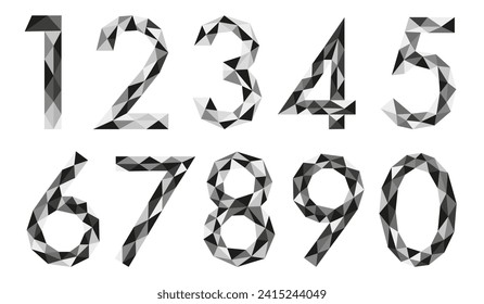 Black and white numbers in a triangular pattern. Numbers of vector creative colored geometric shape. EPS 10.
