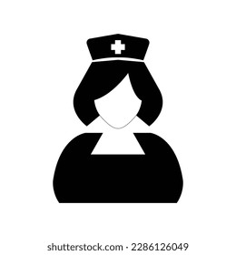 Ilustración de arte vectorial de icono de enfermeras blancas y negras.