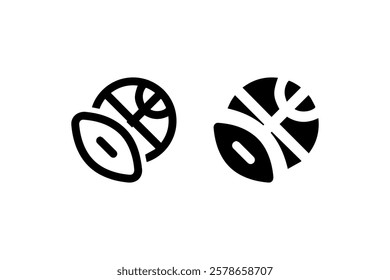 Black and White Nut and Globe Icons Vector