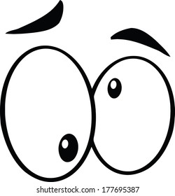 Black And White Nutty Cartoon Eyes. Vector Illustration Isolated on white