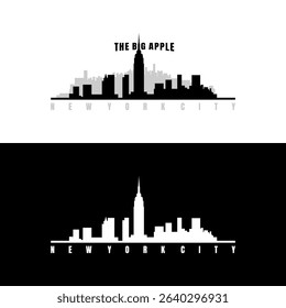 Black and White NYC Skyline with Typography The Big Apple Theme