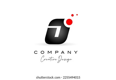 black and white O alphabet letter logo with red dot. Corporate creative template design for company and business