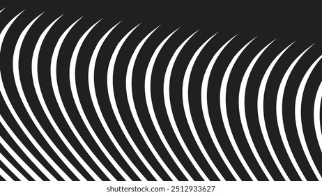 Black and white oblique curved lines background vector image for backdrop or presentation