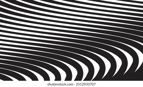 Black and white oblique curved lines background vector image for backdrop or presentation