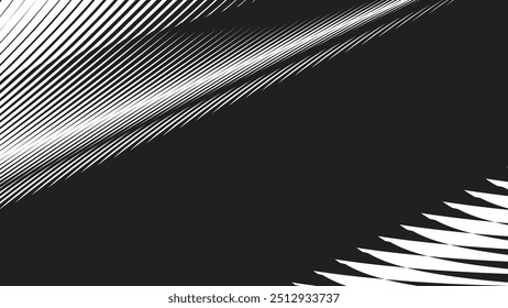 Black and white oblique curved lines background vector image for backdrop or presentation