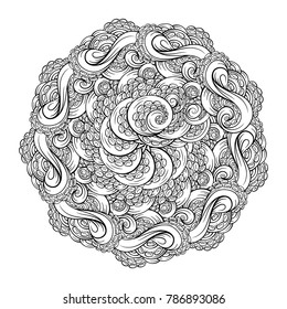 Black and white octopus tentacles mandala