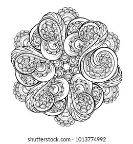 Black and white octopus tentacles round pattern