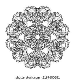 Black and white octopus tentacles round pattern