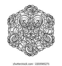 Black and white octopus tentacles round pattern
