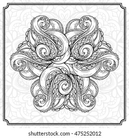 Black and white octopus tentacles round pattern