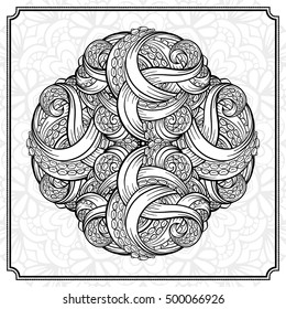 Black and white octopus tentacles round pattern