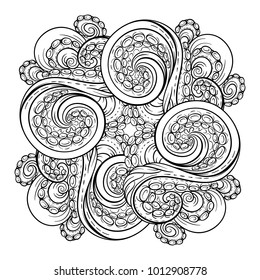 Black and white octopus tentacles square pattern