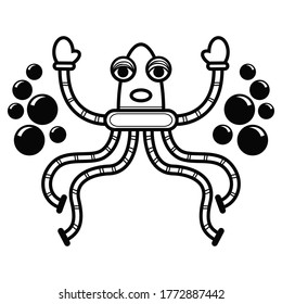black and white octopus vector illustration