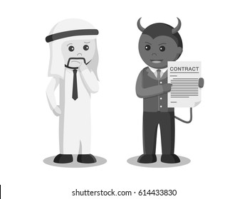 black and white offering contract to arab businessman black and white style