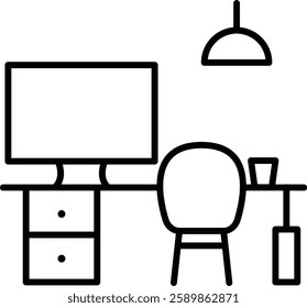 Black and White Office Desk Setup