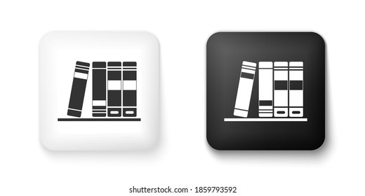 Black and white Office folders with papers and documents icon isolated on white background. Archives folder sign. Square button. Vector.