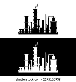 black and white oil refinery vector