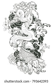 314 Dragon tattoo cherry blossom Stock Illustrations, Images & Vectors ...