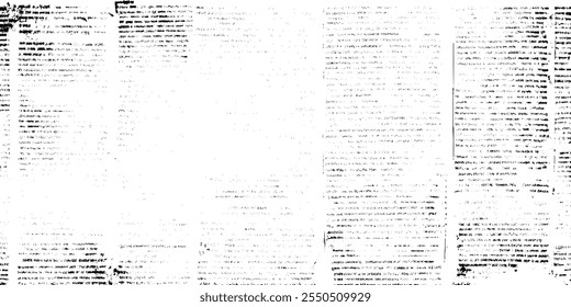 Black and white old newspaper grunge wall. Vintage old newspapers template texture. Vector EPS10.
