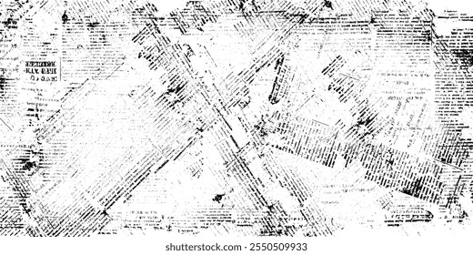 Black and white old newspaper grunge wall. Vintage old newspapers template texture. Vector EPS10.