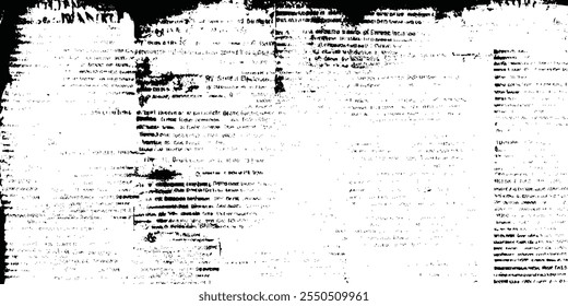 Black and white old newspaper grunge wall. Abstract seamless pattern with scuffed collage of newspaper or magazine clippings. Vector EPS10.