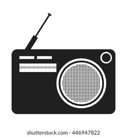 black and white old stereo front view over isolated background, vector illustration 