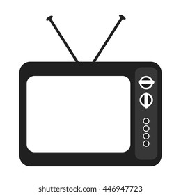black and white old television device over isolated background, vector illustration 