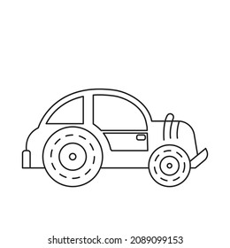 Black and white old toy vintage car vector for coloring page. vehicle transport for kids and children.