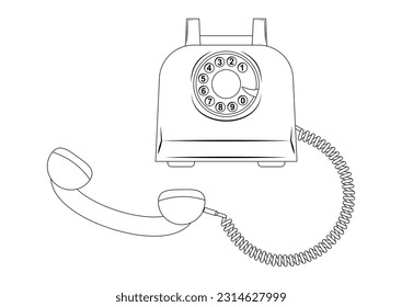 Black and White Old Vintage Telephone Cartoon illustration