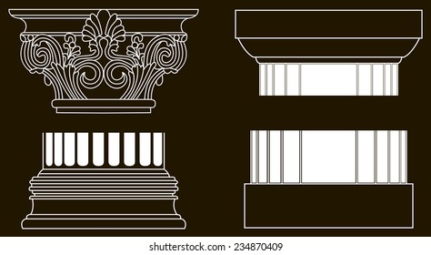 Black and white old-style greece column eps10 vector illustration