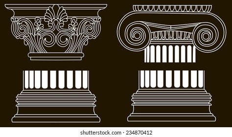 Black and white old-style greece column eps10 vector illustration
