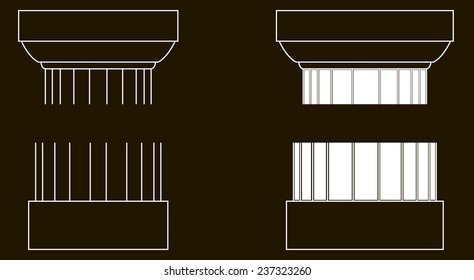 Black and white old-style Greece column eps10 vector illustration 