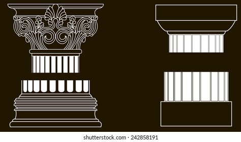Black and white old-style Greece column eps10 vector illustration