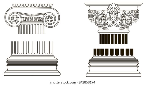 Black and white old-style Greece column eps10 vector illustration