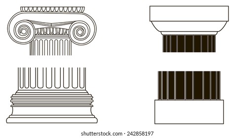 Black and white old-style Greece column eps10 vector illustration