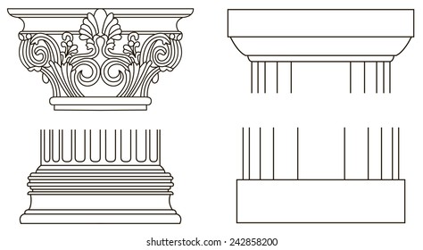 Black and white old-style Greece column eps10 vector illustration