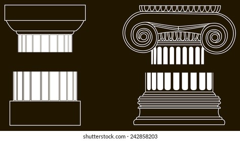 Black and white old-style Greece column eps10 vector illustration