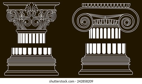 Black and white old-style Greece column eps10 vector illustration