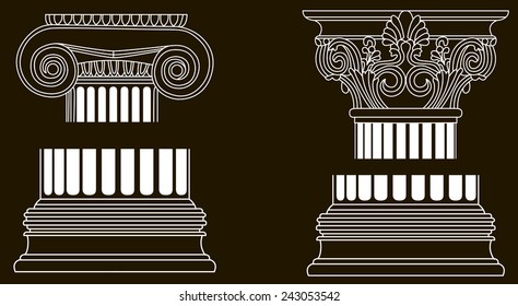 Black and white old-style Greece column eps10 vector illustration