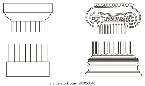 Black and white old-style Greece column eps10 vector illustration